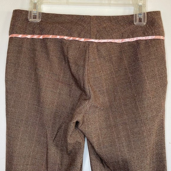 Y2K DELIAS woman's academia brown plaid pink trim flare leg casual pants slacks - Picture 5 of 8